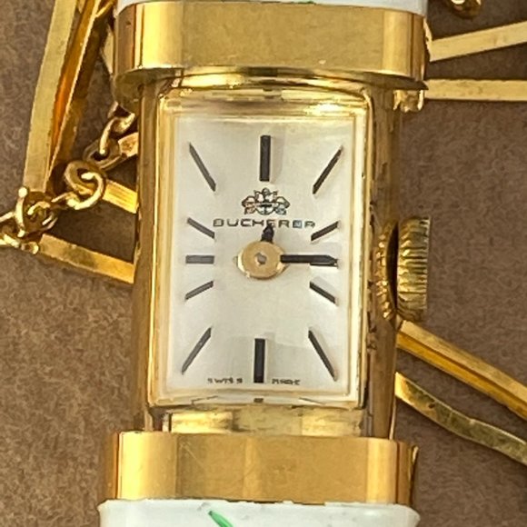 Vintage Bucherer Swiss Made Peek a Boo or Slide Watch with 30 inc  Necklace